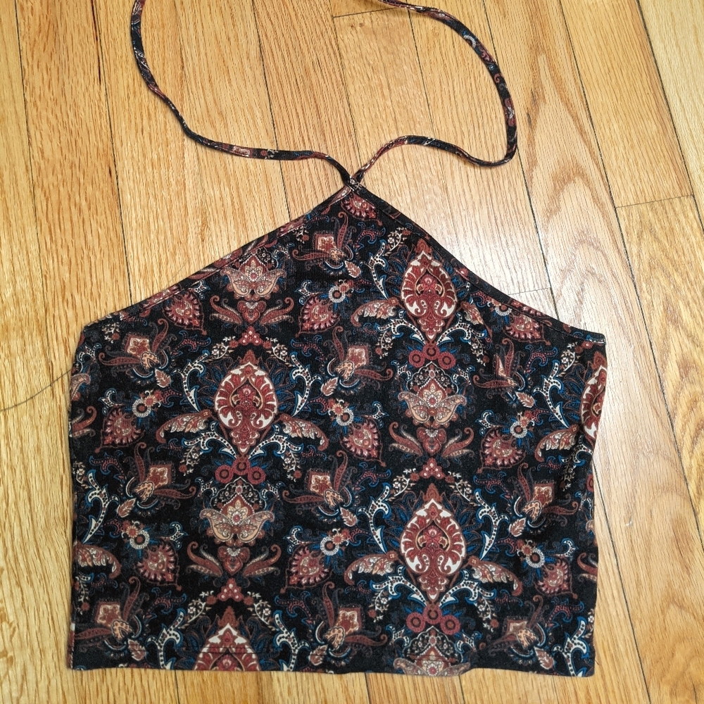 Paisley Boho Tie Up Crop Top Forever 21